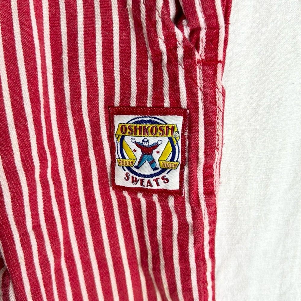 Vintage OshKosh B’Gosh Railroad Stripe Overall Patch Detail Size 18 Months - Picture 4 of 14